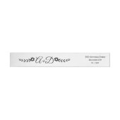 Bande Pour Adresse De Retour Fleurs noires et initiales mariage floral (Individuel)