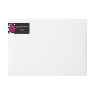 Bande Pour Adresse De Retour Gerbera rose de Fuchsia Daisy Fille noire/blanche