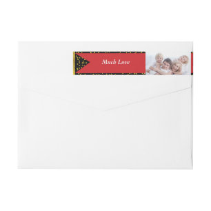 Bande Pour Adresse De Retour Gold Dots Red Tag Famille Photo Noël