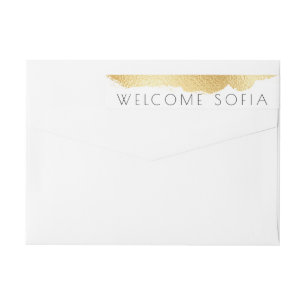 Bande Pour Adresse De Retour Gold Flake Welcome Faire-part de naissance