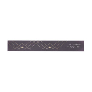 Bande Pour Adresse De Retour Gold Purple Elegance Diamant Geo Déco Mariage