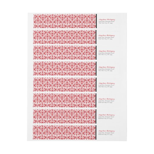 Bande Pour Adresse De Retour Graduation du modèle Damask rouge (Feuille)