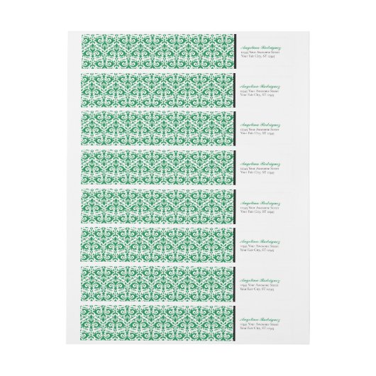 Bande Pour Adresse De Retour Graduation du modèle vert Damask (Feuille)