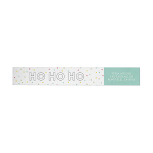 Bande Pour Adresse De Retour Ho Ho Ho Confetti Points Colorés Vacances II