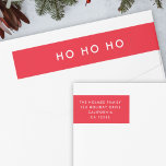 Bande Pour Adresse De Retour Ho Ho Ho | Minimaliste Red Christmas Retourner l'a<br><div class="desc">Simple et élégant "Ho Ho Ho" envelopper le étiquette dans le rouge vif avec une typographie minimaliste moderne en blanc qui peut être facilement personnalisable avec votre propre salutation,  nom de famille et adresse pour s'associer à notre gamme de cartes de vacances assorties!</div>