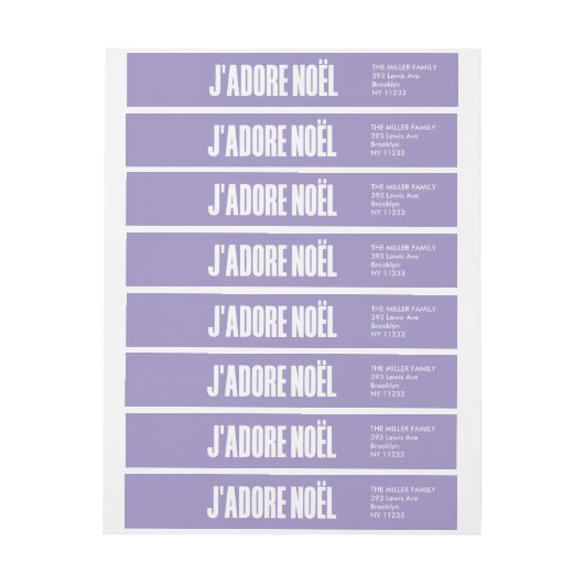 Bande Pour Adresse De Retour j'adore noël | Noël (Feuille)
