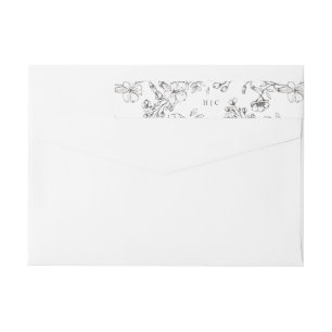 Bande Pour Adresse De Retour Joli Monogramme Floral Sketched Adresse Mariage