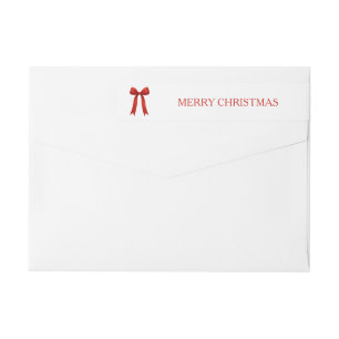 Bande Pour Adresse De Retour Joli nœud rouge Joyeux Noël Adresse de retour