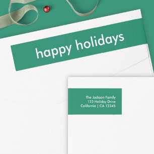 Bande Pour Adresse De Retour Joyeuses fêtes Adresse de retour verte simple
