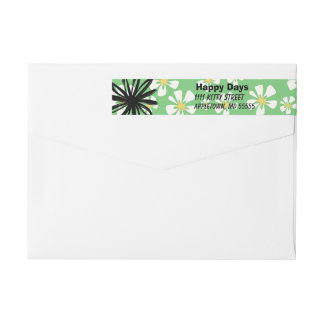 Bande Pour Adresse De Retour Joyeuses fleurs blanches sur arrière - plan vert