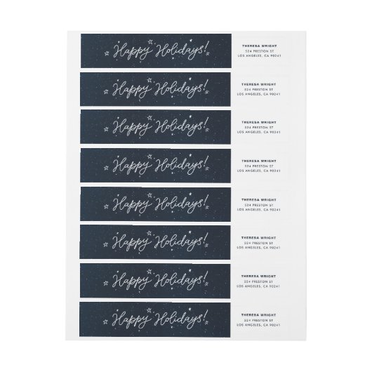 Bande Pour Adresse De Retour Joyeuses vacances Script Starry Night (Feuille)