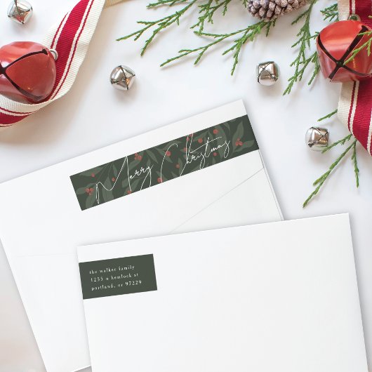 Bande Pour Adresse De Retour Joyeux Noël botanique