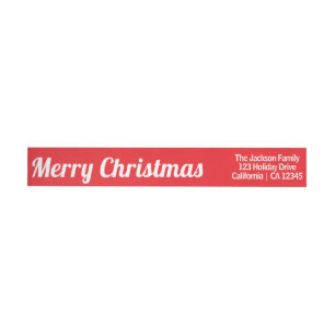 Bande Pour Adresse De Retour Joyeux Noël classique couleur rouge Adresse de ret
