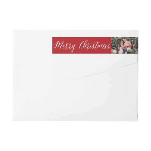 Bande Pour Adresse De Retour Joyeux Noël Simple Blanc Script Retourner Adresse (Dos)