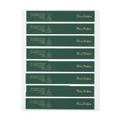 Bande Pour Adresse De Retour Joyeux Noël vert émeraude (Feuille)