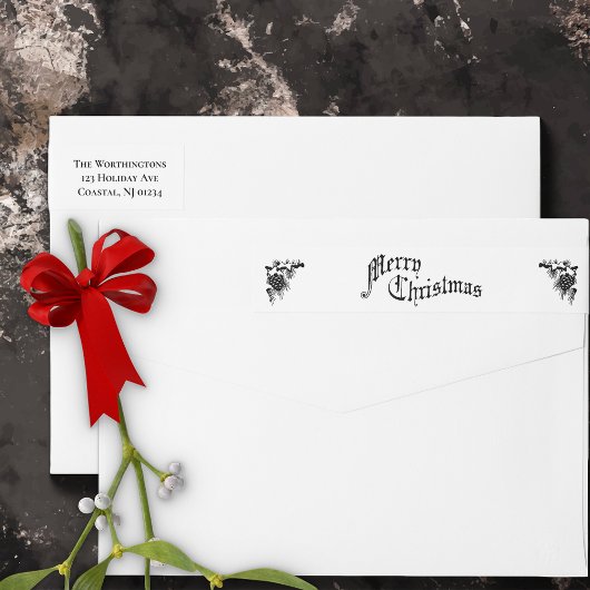 Bande Pour Adresse De Retour Joyeux Noël vintage