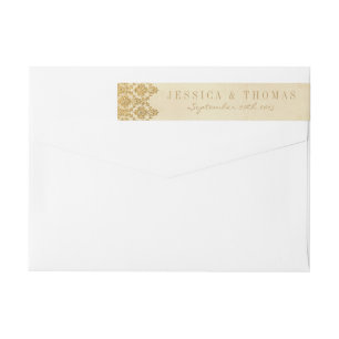 Bande Pour Adresse De Retour La collection Vintage Glam Gold Mariage damassé
