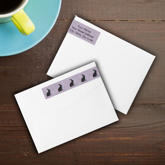 Bande Pour Adresse De Retour Lapin noir Silhouette Lapin de Pâques