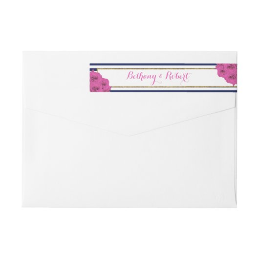 Bande Pour Adresse De Retour Le Chic Moderne Luxe Mariage Collection Rose Roses (Dos)