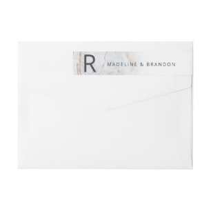 Bande Pour Adresse De Retour Marbles modernes Dusty Blue Monogram Adresse de re