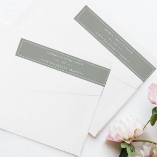 Bande Pour Adresse De Retour Mariage blanc vert élégant du script de cadre