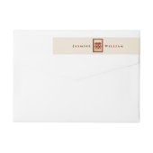 Bande Pour Adresse De Retour Mariage chinois rectangle double bonheur or (Dos)