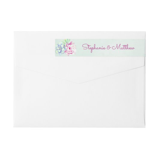 Bande Pour Adresse De Retour Mariage de feuillage floral de Cactus moderne (Dos)