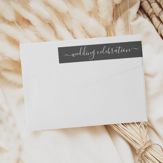 Bande Pour Adresse De Retour Mariage de script noir moderne Adresse de célébrat