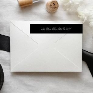 Bande Pour Adresse De Retour Mariage de script officiel noir et blanc Premium
