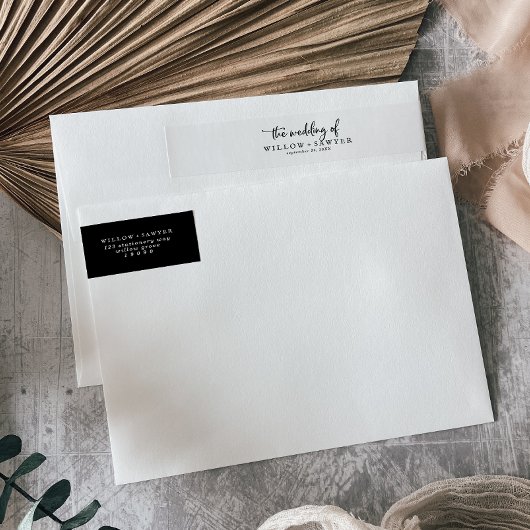 Bande Pour Adresse De Retour Mariage de script rustique enrouler autour du Étiq