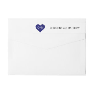 Bande Pour Adresse De Retour Mariage des initiales du coeur blanc bleu de la ma