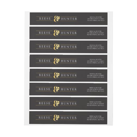 Bande Pour Adresse De Retour Mariage élégant Black Gold moderne (Feuille)