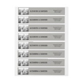 Bande Pour Adresse De Retour Mariage en gras | Gris avec texte noir et photo (Feuille)