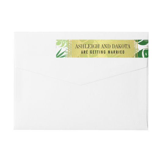 Bande Pour Adresse De Retour Mariage | Exotic Green Feuilles tropicaux (Dos)