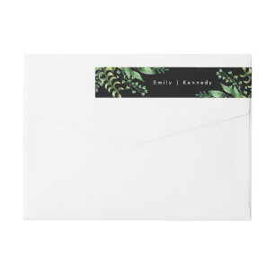 Bande Pour Adresse De Retour Mariage moderne à feuilles fraîches vertes