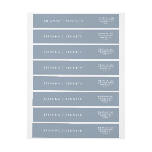 Bande Pour Adresse De Retour Mariage moderne simple Dusty Blue (Feuille)