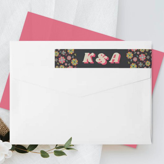 Bande Pour Adresse De Retour Mariage Super rétro de la puissance 70