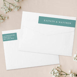 Bande Pour Adresse De Retour Mariage vert Turquoise simple et moderne