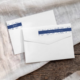 Bande Pour Adresse De Retour Mariage Vintage Bleu Nuit Floral Adresse de Retour