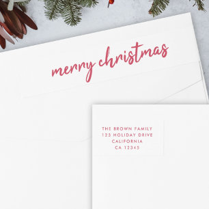Bande Pour Adresse De Retour Merry Christmas Red Typography Return Address
