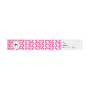 Bande Pour Adresse De Retour Monogramme Blanc et rose chaud Fleur de Lis Motif