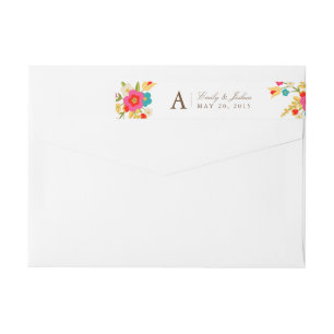 Bande Pour Adresse De Retour Monogramme Mariage de fleurs de pays