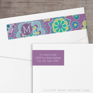 Bande Pour Adresse De Retour Motif floral coloré amusant Monogramme personnalis