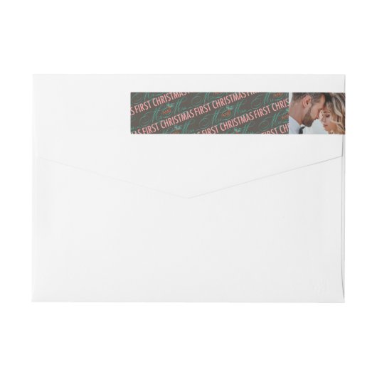 Bande Pour Adresse De Retour Mr & Mrs First Christmas Mistletoes Mariage photo (Dos)