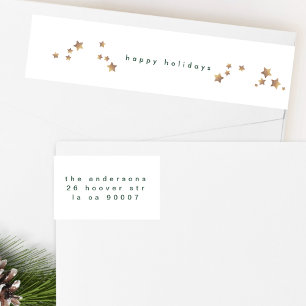 Bande Pour Adresse De Retour Noël blanc neige étoilée moderne Joyeux Noël