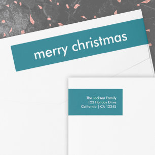 Bande Pour Adresse De Retour Noël turquoise Smoke Blue Minimal Return Adresse