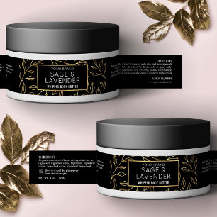 Bande Pour Adresse De Retour Noir & Or Floral 4 OZ Soins de la peau Cosmetic Ja