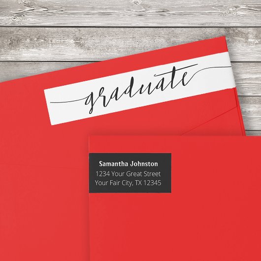 Bande Pour Adresse De Retour Noir Script Gradué moderne envelopper autour du Ét