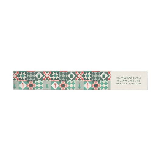 Bande Pour Adresse De Retour Patchwork Noël Rouge et Vert (Individuel)