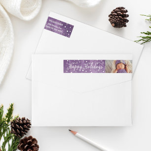 Bande Pour Adresse De Retour Photo Joyeux Noël Aquarelle Violette